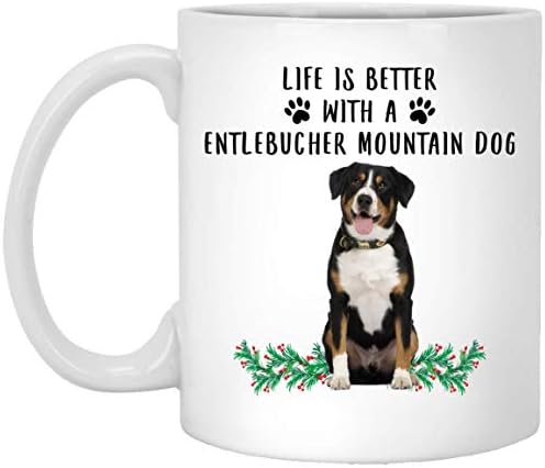 Smiješan izreka da je život bolji sa Entlebucher Mountain Pas Tri boja urnebene šalice kafe s citatama jedinstvenih poklona keramičke