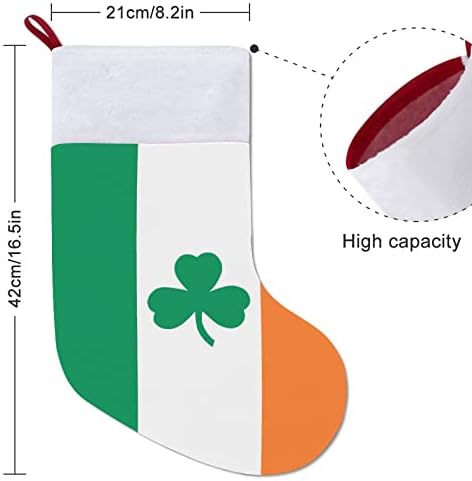 Irska Shamrock Clover Flag Božićni viseći čarape za čarape za Xmas Tree Kamin za odmor Kućni dekor