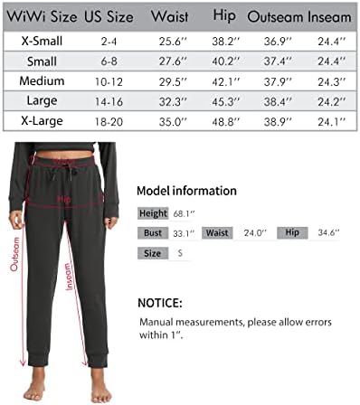 Wiwi ženski salon duksevi Fleece Joggers hlače lagane atletska dna s džepovima za crtanje XS-XL