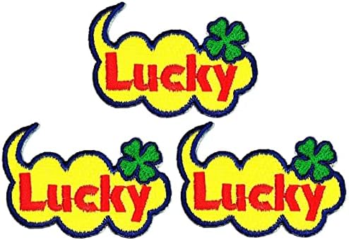 Kleenplus 3kom. Žuta Lucky Sew Glačalo na vezenim zakrpama Slogan riječ smiješni stripovi Crtić naljepnica Craft projekti dodatna