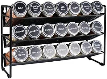 Yuskrect 3 Tier Spice Rack Organizator sa 48pcs naljepnica i markera za krede, začini organizator polica za kontratop, kuhinjski ormar