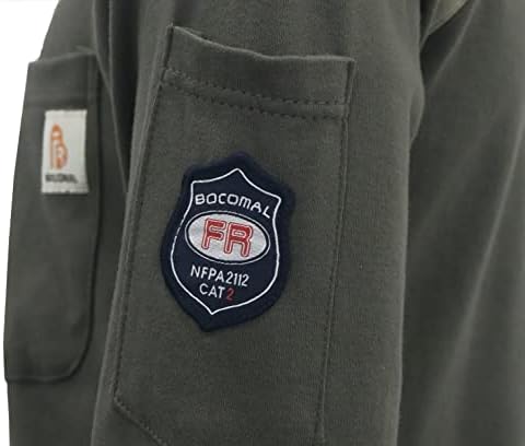 Bocomal Fr Shirts za muškarce vatrootporne majice NFPA2112 / CAT2 7.1 Oz muške duge rukave vatrootporne Henley majice