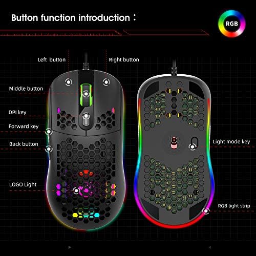 X600 RGB rasvjeta gaming miš saće lagani igrački miš sa pozadinskim osvjetljenjem do 8000 DPI žičani miš za igranje računara za Mac