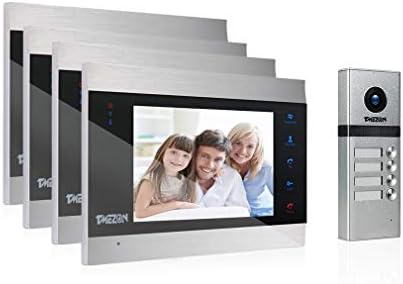 TMEZON Video interfon sistem-video komplet za zvono na vratima, 7-inčni žičani sistem za vrata, Monitor U 4 boje i 1 HD kamera infracrvena