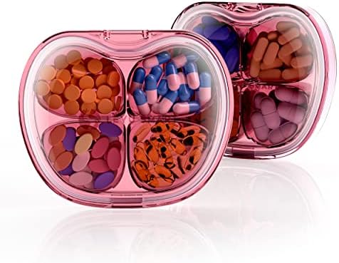 Zonsk small Pill Organizer Case 2pack, 4 pretinac vodootporna posuda za pilule, putna kutija za pilule prijenosni razdjelnik pilula,