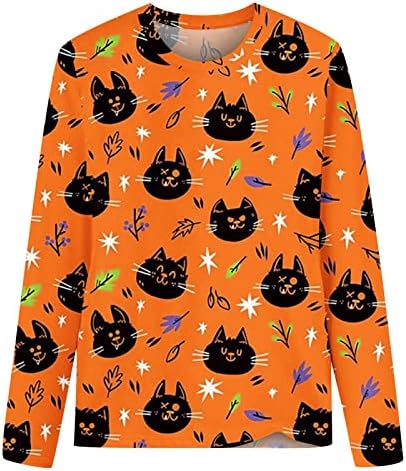 Burn narančasto posade za dame za dame s dugim rukavima Grafički odmor Halloween Brunch kawaii bluzes majice tinejdžerke a l