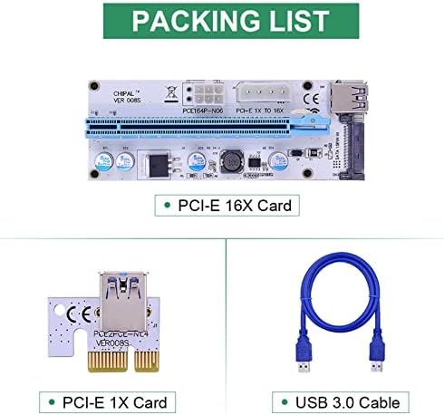 Sutk 100pcs LED ver008S PCI-E Riser Card PCIe 1x do 16x Extender 60cm 100cm USB 3.0 kabel 4pin 6pin SATA Snaga za GPU rudar