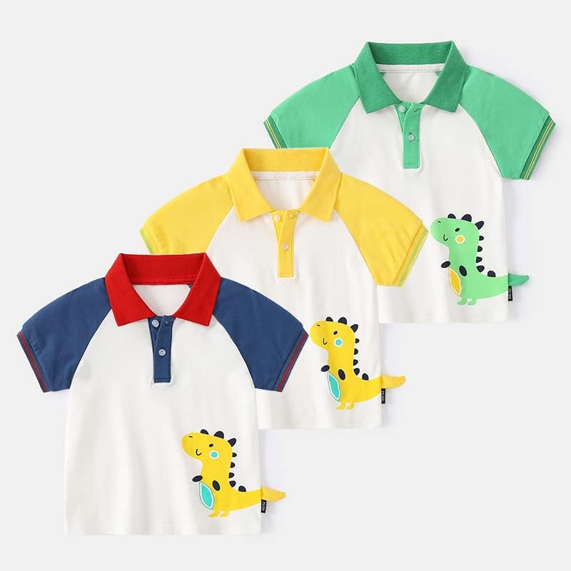 Baby Boys Pamuine polo majica kratki rukav Dinosaur Print Tee Tods Dečija ljetna odjeća 1-6 godina