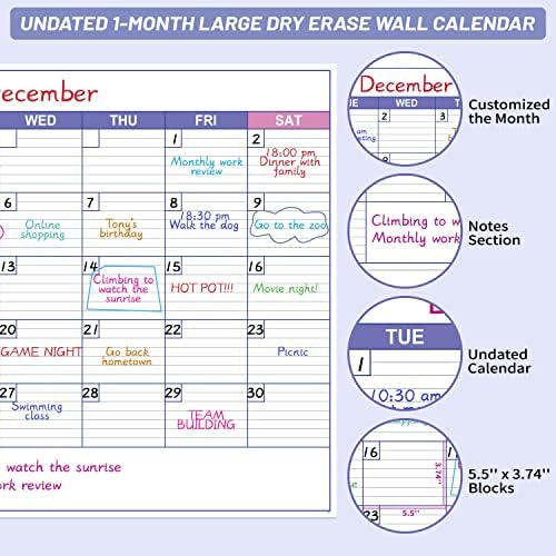 Veliki suho brisanje kalendar za zid bez datuma 1 mjesec zidni kalendar, 40 x 30, brisanje & za višekratnu upotrebu laminiranih kalendar