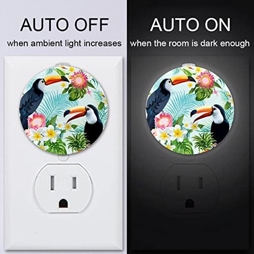 2 paketa Plug-in Nightlight LED noćno svjetlo sa senzorom sumraka do zore za dječiju sobu, rasadnik, kuhinju, cvjetni Print tropskih