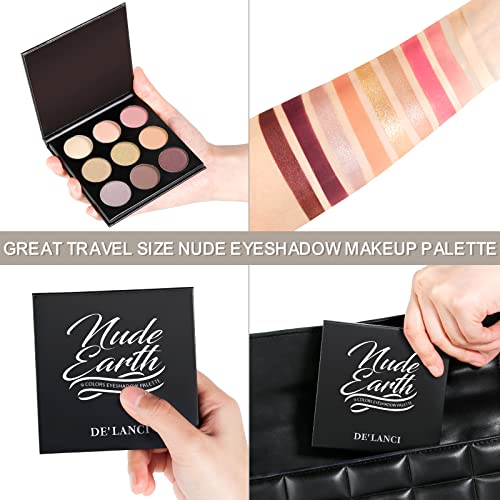 Nude Earth Eyeshadow Palette Neutral Matte Shimmer, DE'LANCI 9 boja Naked Pink Makeup paleta,prirodno toplo za Eye Gold / šampanjac,visoko