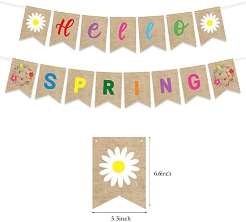 Pozdrav Spring Banner Rustic Garland Banner Proljetni ukrasi Spring Baneri za kamin Viseći dekor