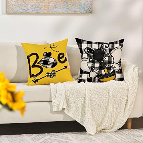 Avoin ColorLife Ljeto Pozdrav sunčani pčelinji kamion Buffalo plaćeni jastuk za bacanje, 18 x 18 inčni ljetni kauč za jastuk za kauč