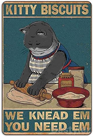 Kitty keksi koji su vam potrebni mijesimo mačji Limeni znak Vintage Poster za kućni Kuhinjski zidni dekor 8 x 12 inča