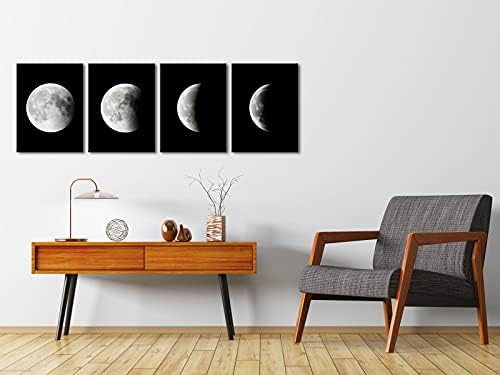 Wieco Art Eclipse of the Moon moderni platneni otisci zidni ukrasi za dnevni boravak apstraktni prostor crno-bijele slike do Foto