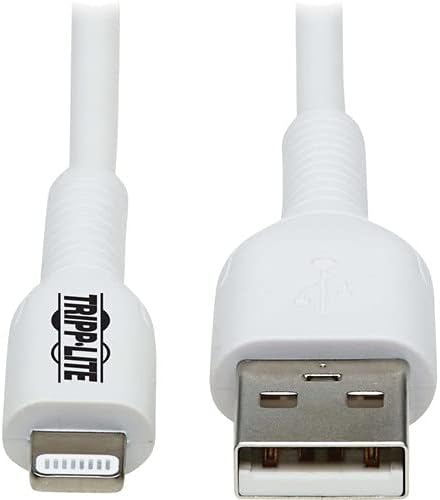 TRIPP LITE SAFE-IT USB-a do kabela za punjenje munje za iPhone i iPad, muški kabel, MFI certificirani, bijeli, 9,8 stopa / 3 metra,