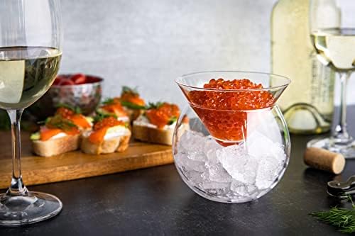 Kook Glass Caviar Chiller server server, posluživanje jela sa držačem leda, za škampe, predjela, alkohol, martinis i koktele, sef