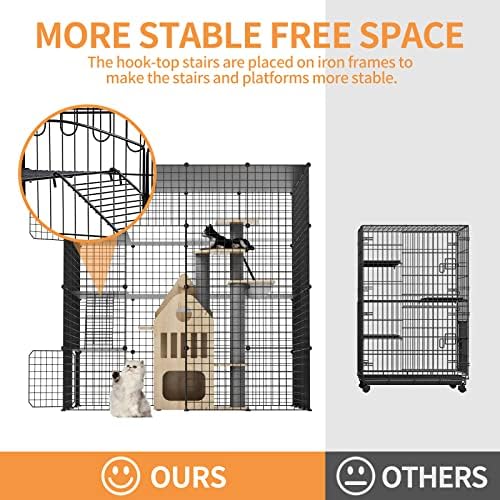 JYEARN kavez za mačke u zatvorenom prostoru velika DIY ogradica za kućne ljubimce kućišta za mačke odvojiva kućica za kućne ljubimce