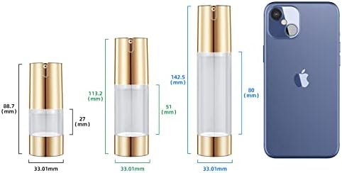 UMETASS 0.5 oz - 1.7 Oz airless pumpa bočica za razne kozmetičke losion / tonik/pranje tijela/šampon punjenje Bottleshampoos（3kom）