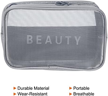 Patikil 8.7 X5.5 X2.4 toaletska torba za toaletu, 3 pakovanje mreža za šminku Kozmetička torba mreža mrežaste patentne torbice Prijenosni