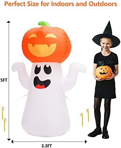 Zukakii 5ft Halloween ukrasi napuhavanje pucnjava ugrađena 360 ° rotirajuća čarolija Šarene LED svjetla, Halloween puhajte slatko