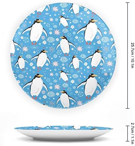 Ljubav slatka pingvini ukrasna ploča okrugla keramička ploča koštana kineska ploča sa postoljem za prikaz za zabavu