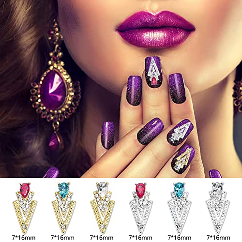 WOKOTO 30kom 6 boja mješavina zlatnih i srebrnih privjesaka za nokte s trokutom i kapljicom 3d nakit za nokte za akrilne nokte umjetnički