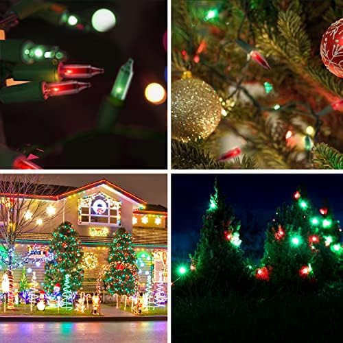 Tupkee Božićna žičana svjetla 100 Count-Mini crvena i zelena sa žarnom niti toplo Božićno svjetlo - 20.5 Feet Light String-svjetla