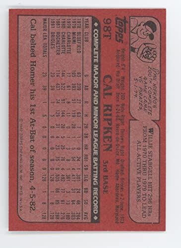 Cal Ripken Jr. 1982 Torpps Trgovano 98T ROOKIE RC Reprint - Baseball kartica