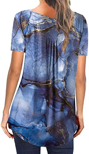 Plus-Size vrhovi za žene slatka Tie Dye štampana majica ljeto Henley bluza majice Dressy plisirane lepršave tunike Tee