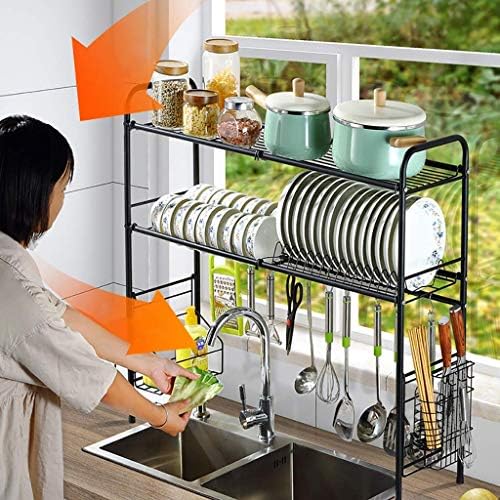 Neohy stalak za suđe, 2 razina nehrđajućeg čelika kuhinjska sustava za sušenje za sušenje za sušenje nosača za pribor za pribor za
