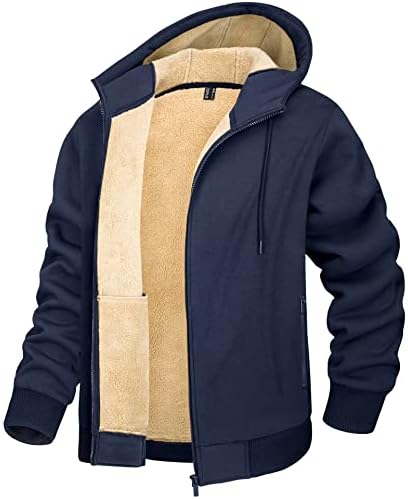 Magcomsen Muška fleece hoodie sherpa jakna puna zip topala nejasna vjetrootporna zima kapuljača sa kapuljačom