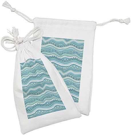 Lunadljiva torba od plave i bijele tkanine 2, ručno crtano uzorak u obliku morskog nadahnula na inspiriranim okeanom, male torbe za