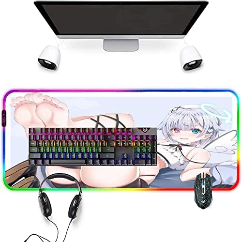 Jastučići za miša za igre XXL Slatka djevojka seksi duge noge Anime podloga za miš RGB velika podloga za stol za lako čišćenje LED