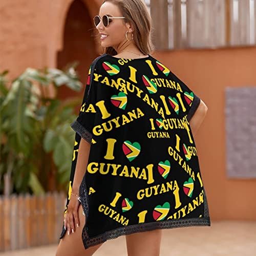 BAIKUTOUAN volim Gvajanu srčanu zastavu Ženska odjeća na plaži bikini kupaći kostim plaža Swim Cover Up print haljine