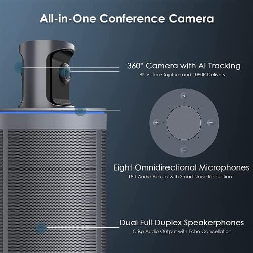 NexiGo Meeting 360, 8k snimljeno uokvirivanje sa AI pogonom i praćenje zvučnika ,1080p HD 360 stepeni pametna AIO video Konferencijska