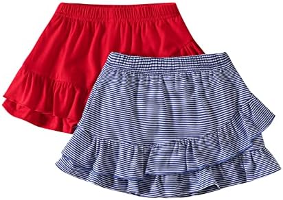 DIERAY Toddler Baby Girl suknje s slojevitim volanima Skorts suknja za djevojčice Skorts 2 Pakovanje 2-8 godina