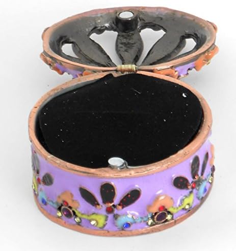Kutija za nakit / emajl, metal i rhinestone / poklon, favorit / okrugli oblik.