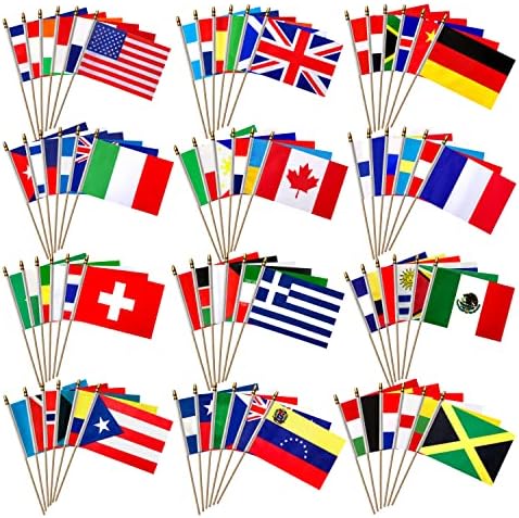 LoveVC 100 zemalja međunarodne Svjetske zastave na drvenom štapu male Mini ručne zastave za sportske događaje, Međunarodni Festival,