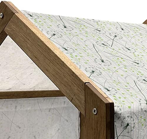 AMBESONNE SANDELION Drvena kuća za pse, cvjetni uzorak s retrom inspiracijama Ljetna flora Dizajn, unutarnji i vanjski prijenosni