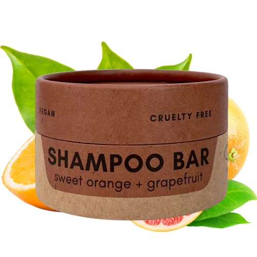 Nulti otpad MVMT šampon Bar | slatka narandža + grejp / ekološki šampon sa putnom posudom | prirodni Salon kvalitetan šampon, nula