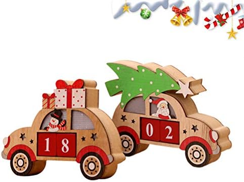 PRETYZOOM 2kom Glowing Božić drveni kalendar dekor Desktop ukras Creative Car Shape kalendar Ornament fotografije rekvizite za ured