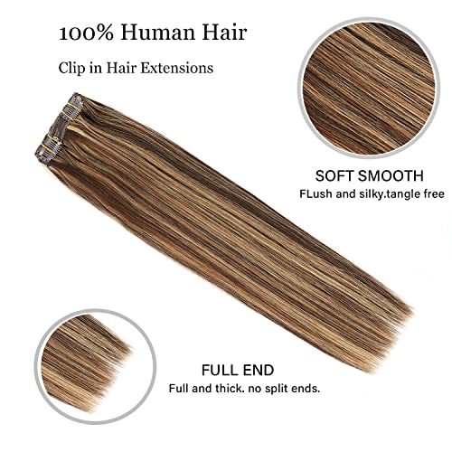 Klip u ekstenzijama za kosu prava ljudska kosa 18 inča 120g / set debela Remy kopča za ljudsku kosu u ekstenzijama Balayage čokoladno