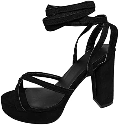 Crne sandale Žene Žene, Ženske sandale Ležerne prilike za brze cipele, velike pete Prozračne cipele Ženske sandale W