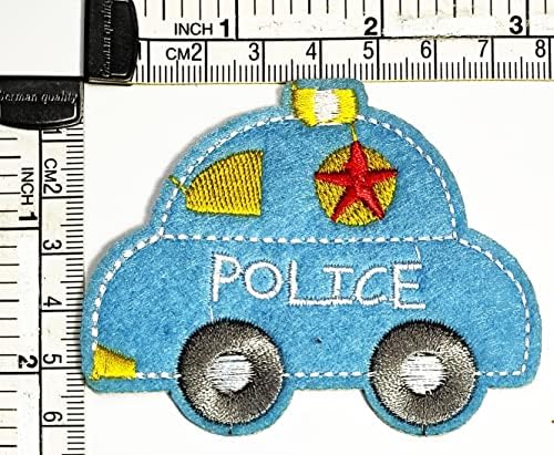 Kleenplus 3kom. Plavi policijski automobil Cartoon Patch naljepnica Craft zakrpe DIY aplikacija vezeni šije željezo na Patch amblem