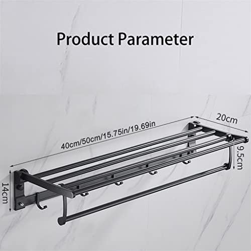 CZDYUF aluminijski ručnik s pomičnim kukom držač za tuširanje kupatilo sa sklopivim zidnim oblogom zidova Matte crna polica za pohranu