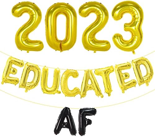 TellPet 2023 Diplomski balon Balloon za klasu 2023., Diplomirani ukrasi za maturu, zlato i crno