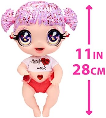 MGA Entertainment Glitter Babyz Melody Highnote Baby Doll sa 3 magične promjene boje, lavanda Glitter Hair, muzička Odjeća, pelena,