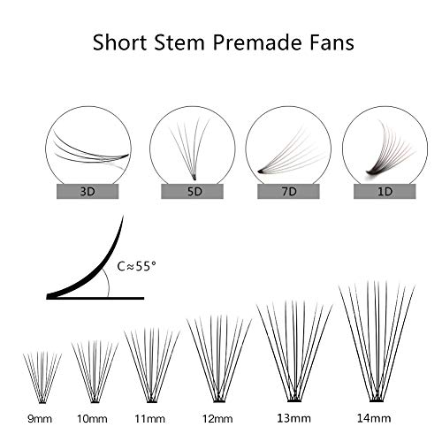 1000Fans Prerana Fanovi trepavice Loose Lastre trepavice Premjede 3D ventilator / C-Curl / Debljina 0,07 mm / Eleksiona za šipku