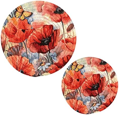 Poppy cvjetni triveti za vruće posuđe Držači lonca set od 2 komada vruće jastučiće za kuhinjske pamučne lutke za vruće posude i tave